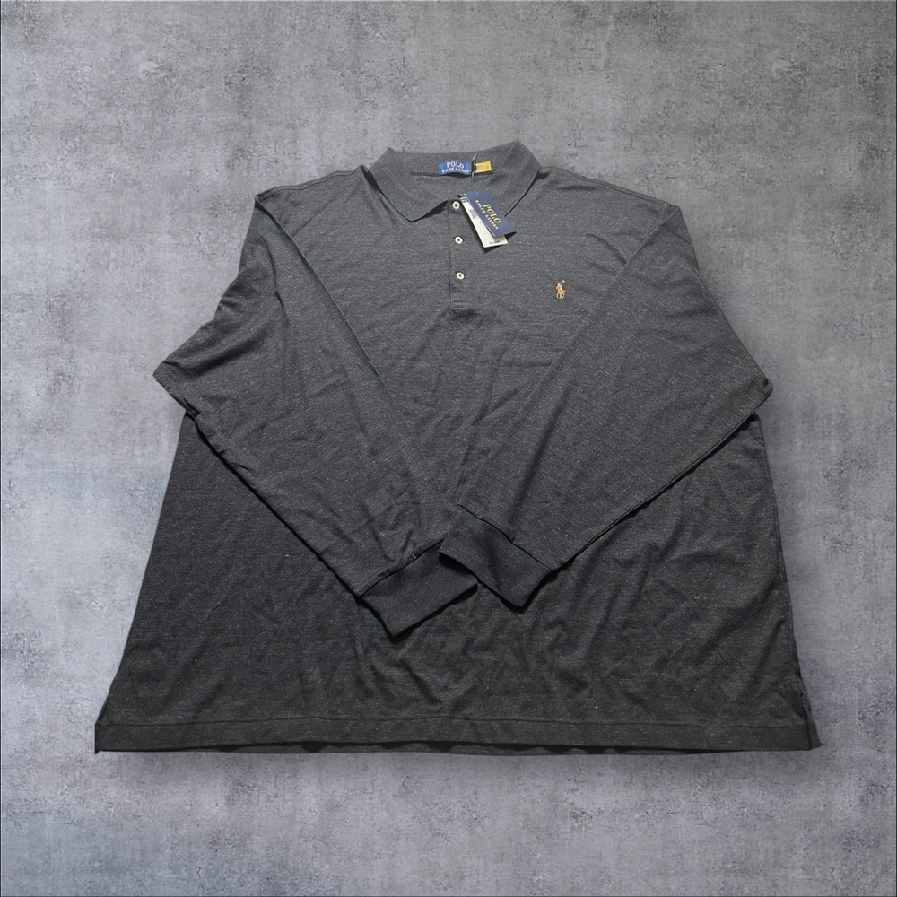 polo ralph lauren shirt Mens 4XB Black Long Sleeve Preppy casual minimalist new